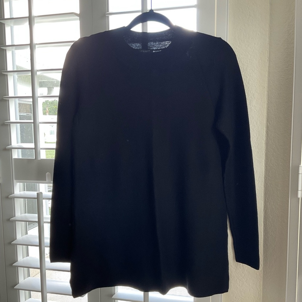 EUC Ann Taylor Mock Turtleneck Sweater, Black Tunic, Small